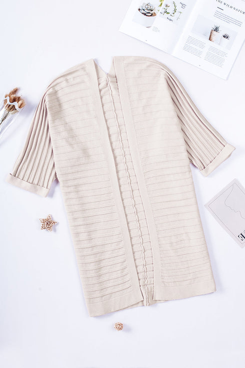 Ribbed Open Front Knit Cardigan